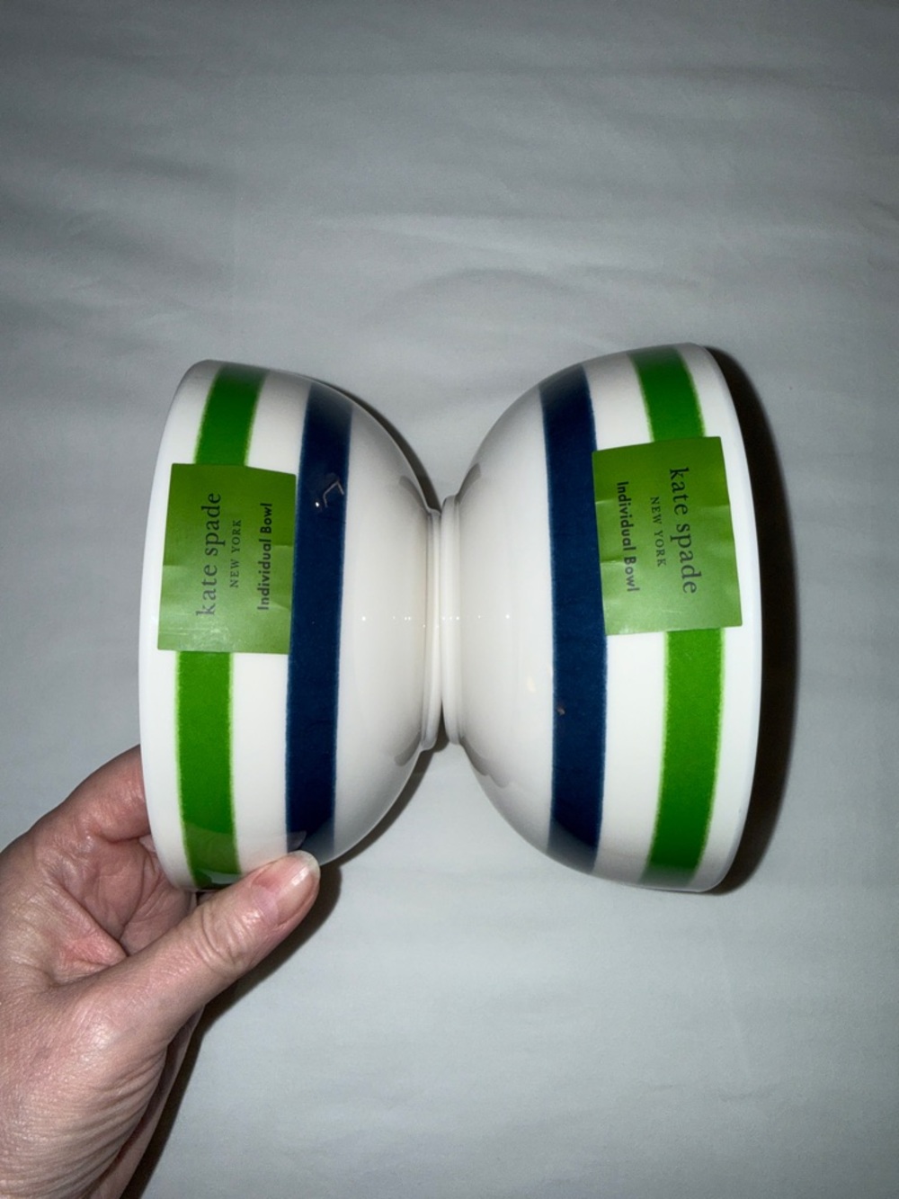 kate spade striped melamine individual bowls in green, navy and white - Picture 4 of 9
